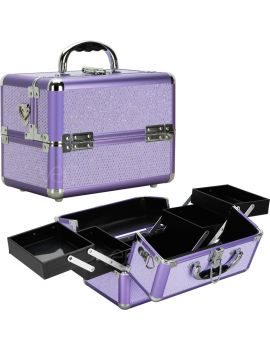 PURPLE KRYSTAL 4-TIERS CANTILEVER TRAYS MAKEUP CASE