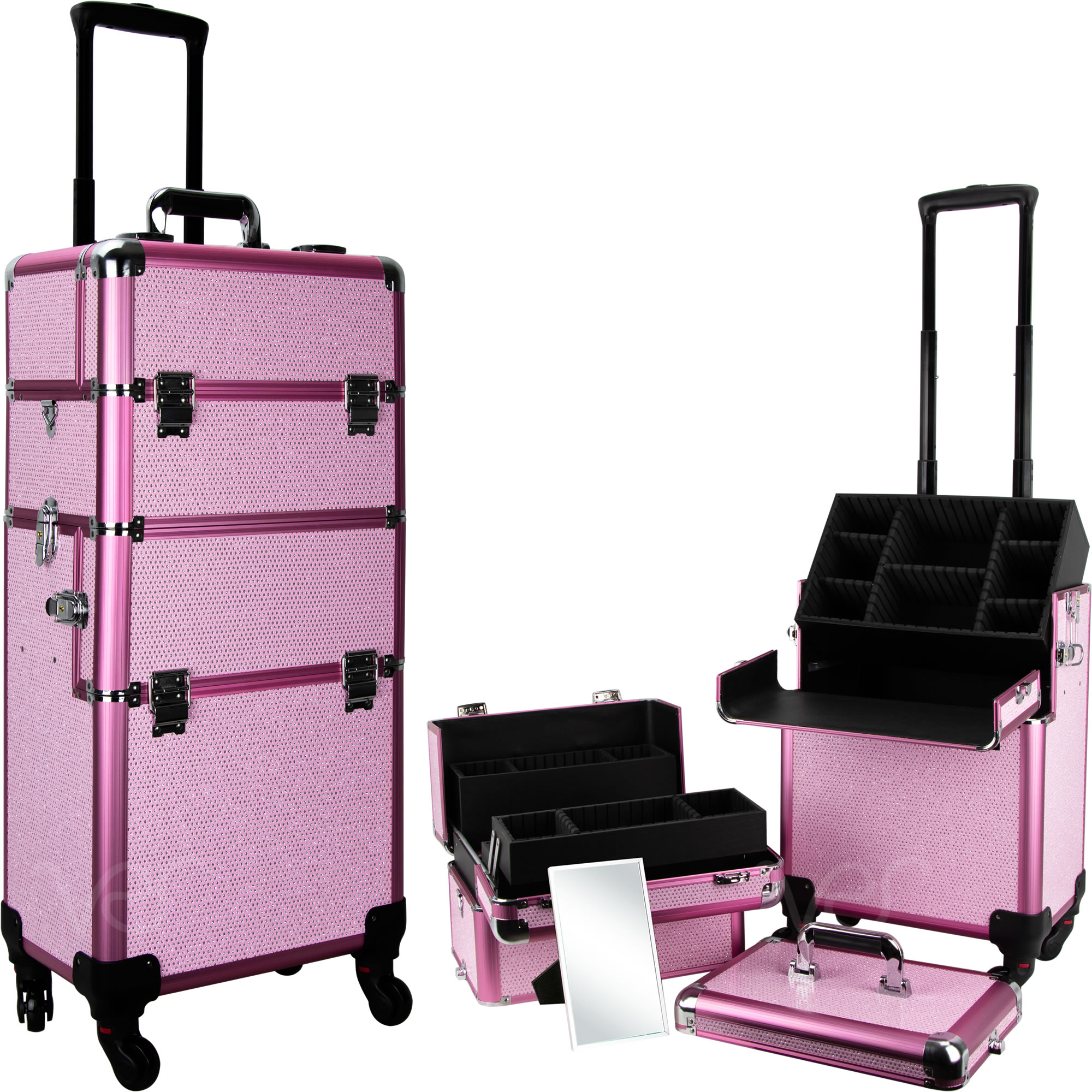 Pink Crystal Rolling Makeup Case
